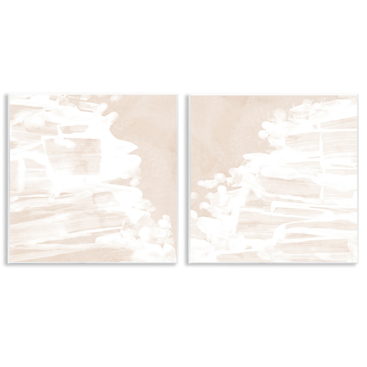 Stupell Industries Abstract Cream Layered Strokes 2 pc Wall Plaque Art Set Design by June Erica Vess